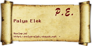 Palya Elek névjegykártya
